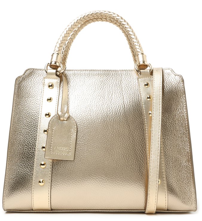 Bolsa Tote Dourada Couro Grande Piazza