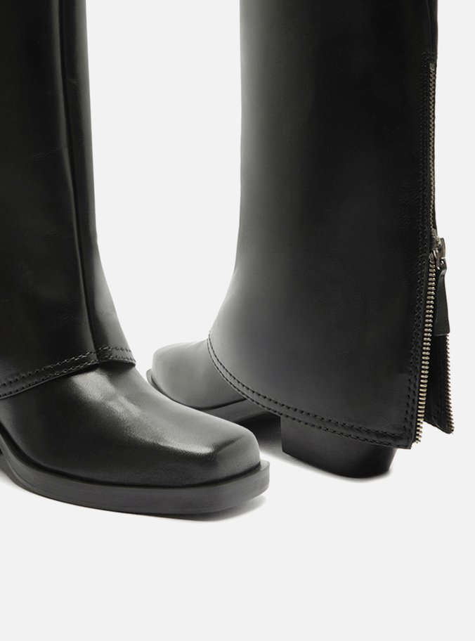 Bota Preta Couro Cano Médio Montaria Capa