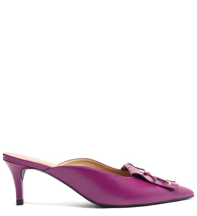 Mule Roxa Couro Salto Fino Tereza