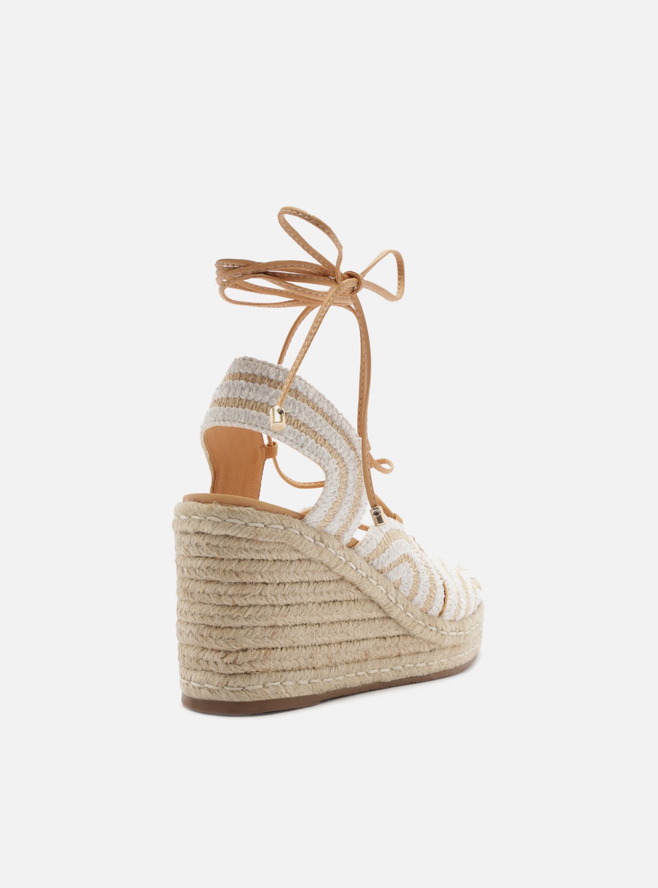 Espadrille Natural Bordada Salto Alto Amarração — foto 3
