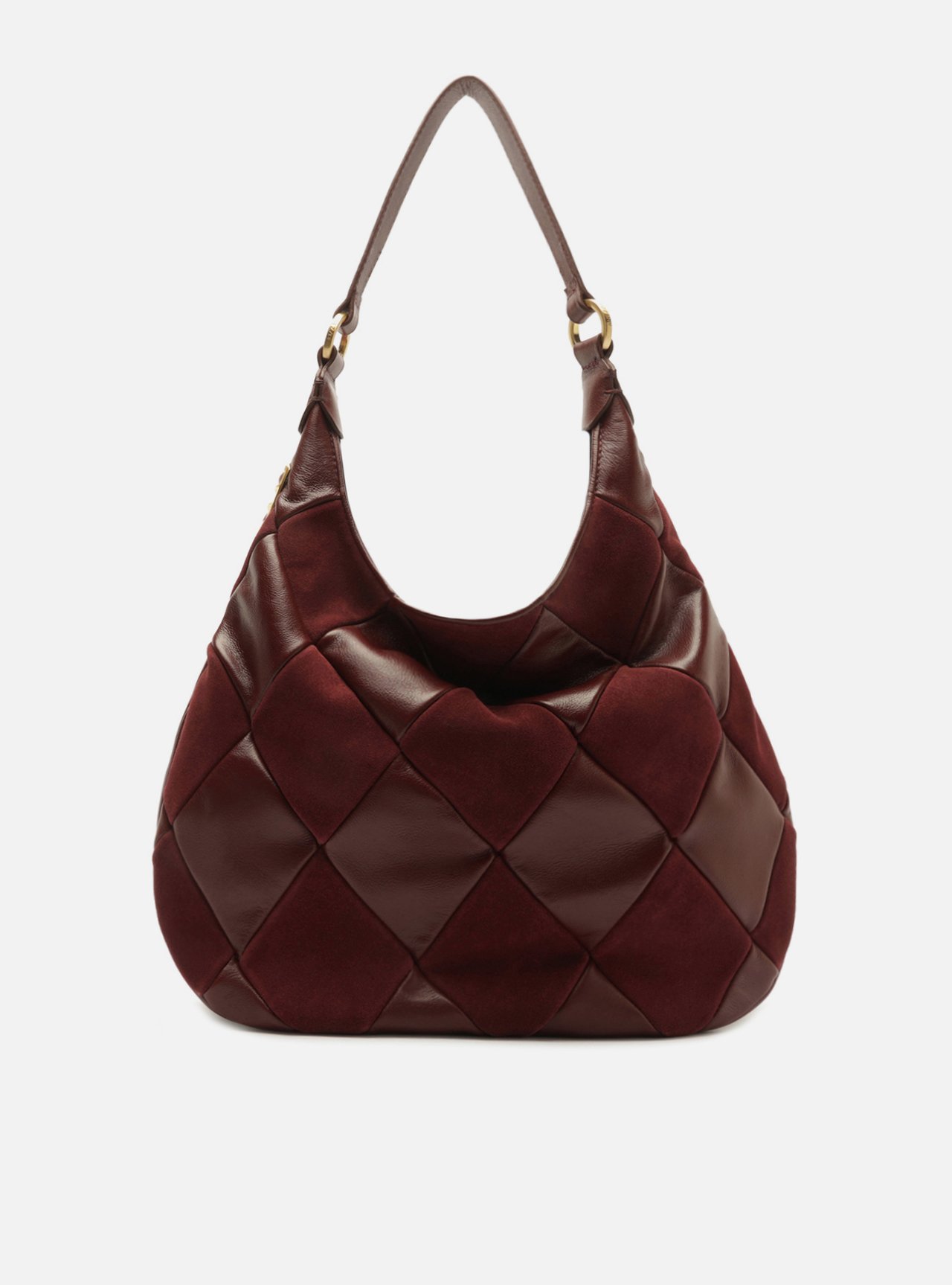 Bolsa Hobo Preta Couro Média Matelassê Metais — foto 1