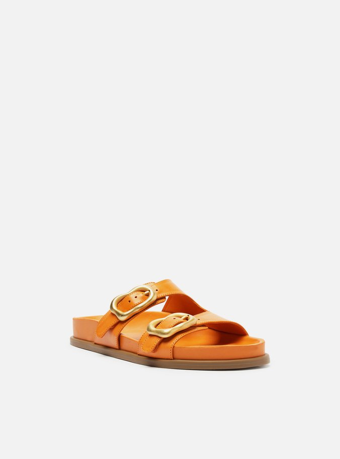 Papete Laranja Couro Fivelas Orgânicas