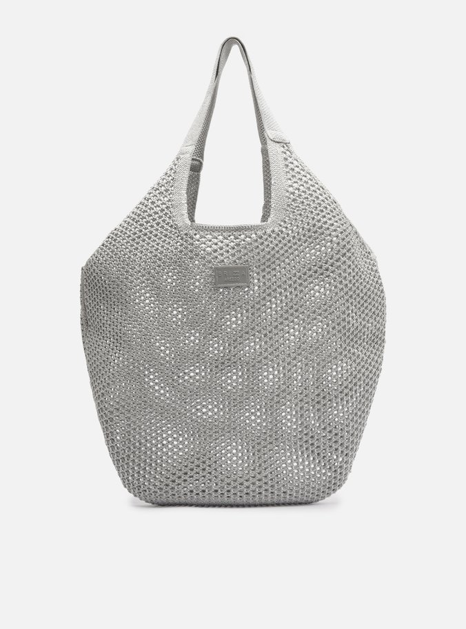 Bolsa Shopping Prata Crochê Mayra Glam Grande