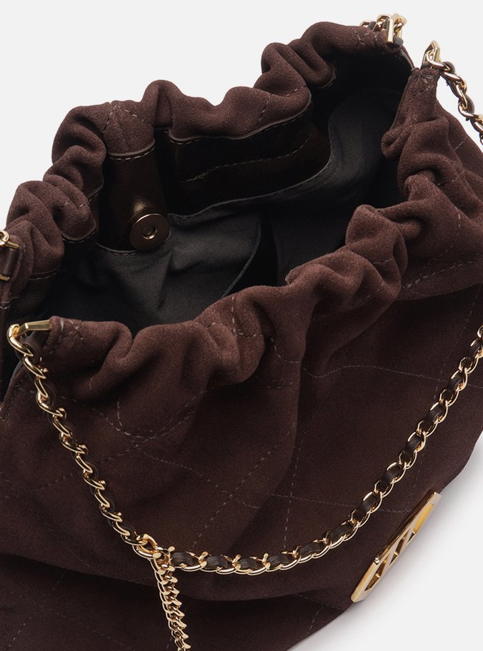 Bolsa Hobo Marrom Couro Acamurçado Esther Grande