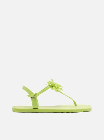 Sandália Rasteira Verde Fivela Brizza