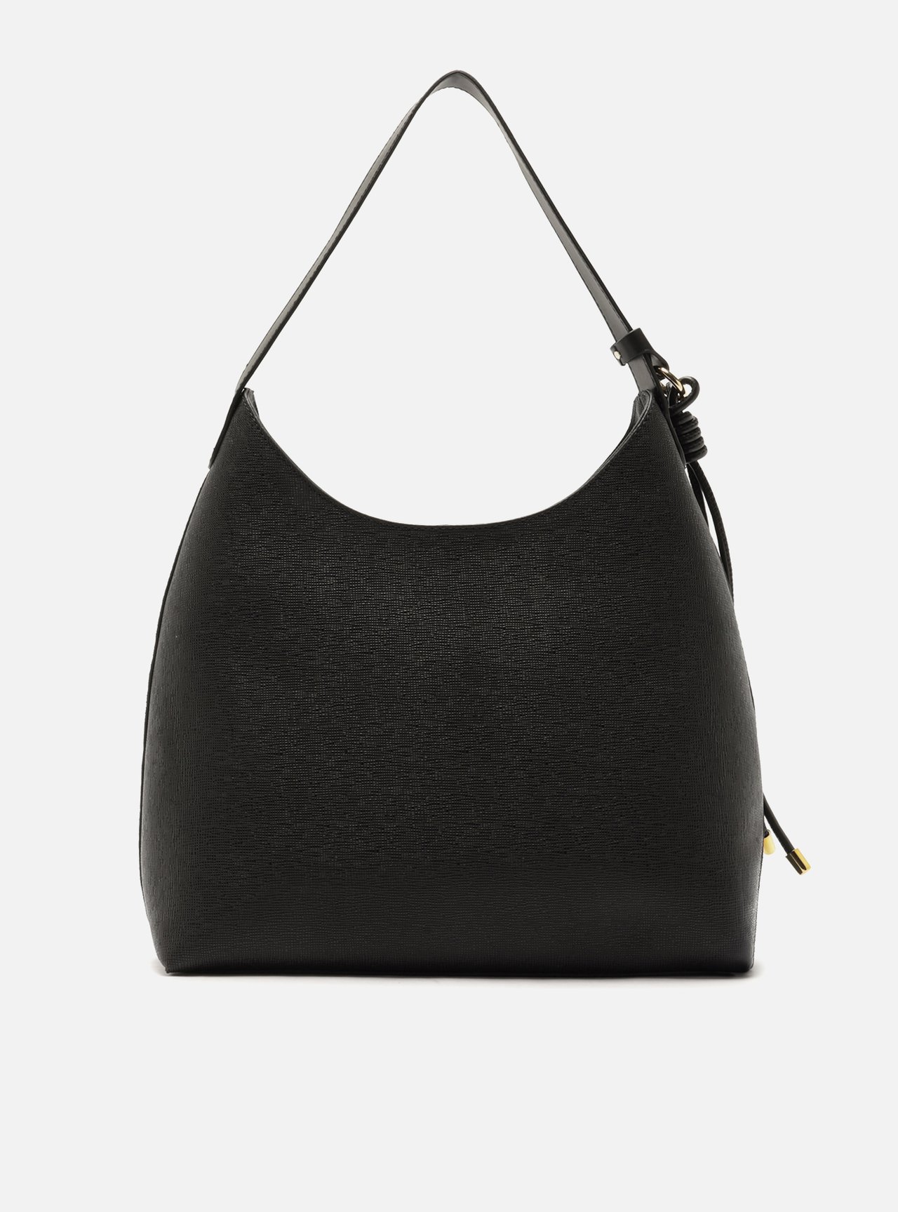 Bolsa Hobo Preta Grande Granulada Nó — foto 3