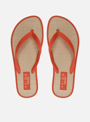 Chinelo de Dedo Laranja Palmilha Palha Brizza Color