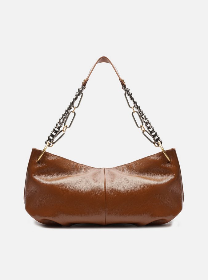Bolsa Shoulder Marrom Couro Glossy Média