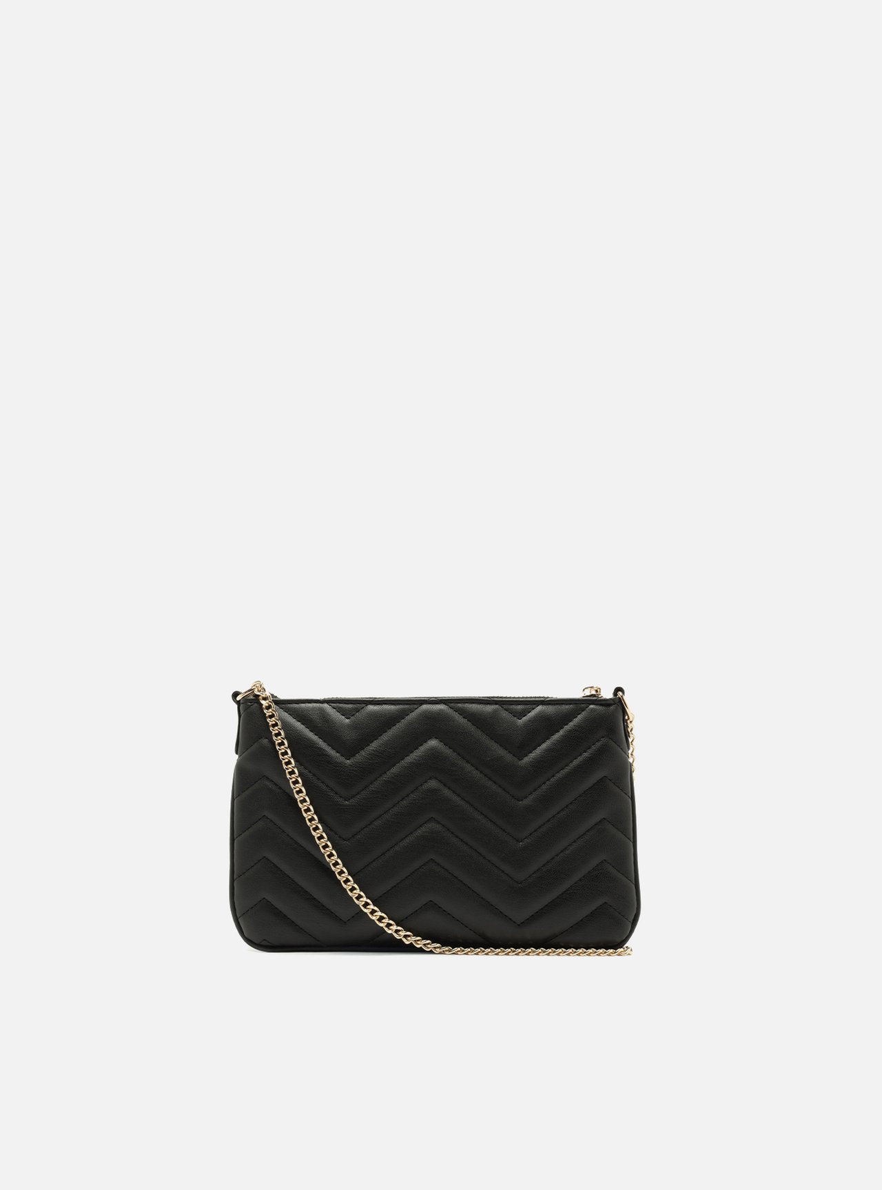 Bolsa Tiracolo Preta Matelassê Pequena Corrente — foto 3