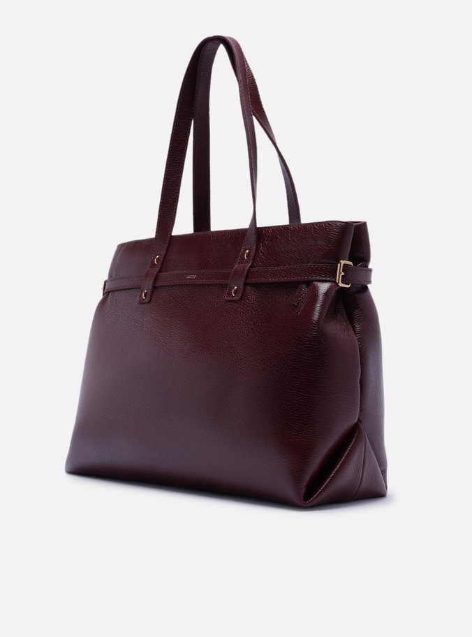 Bolsa Shopping Vermelha Couro Grande Fivelas