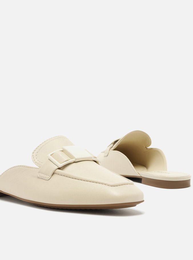 Mule Branco Couro La Isla