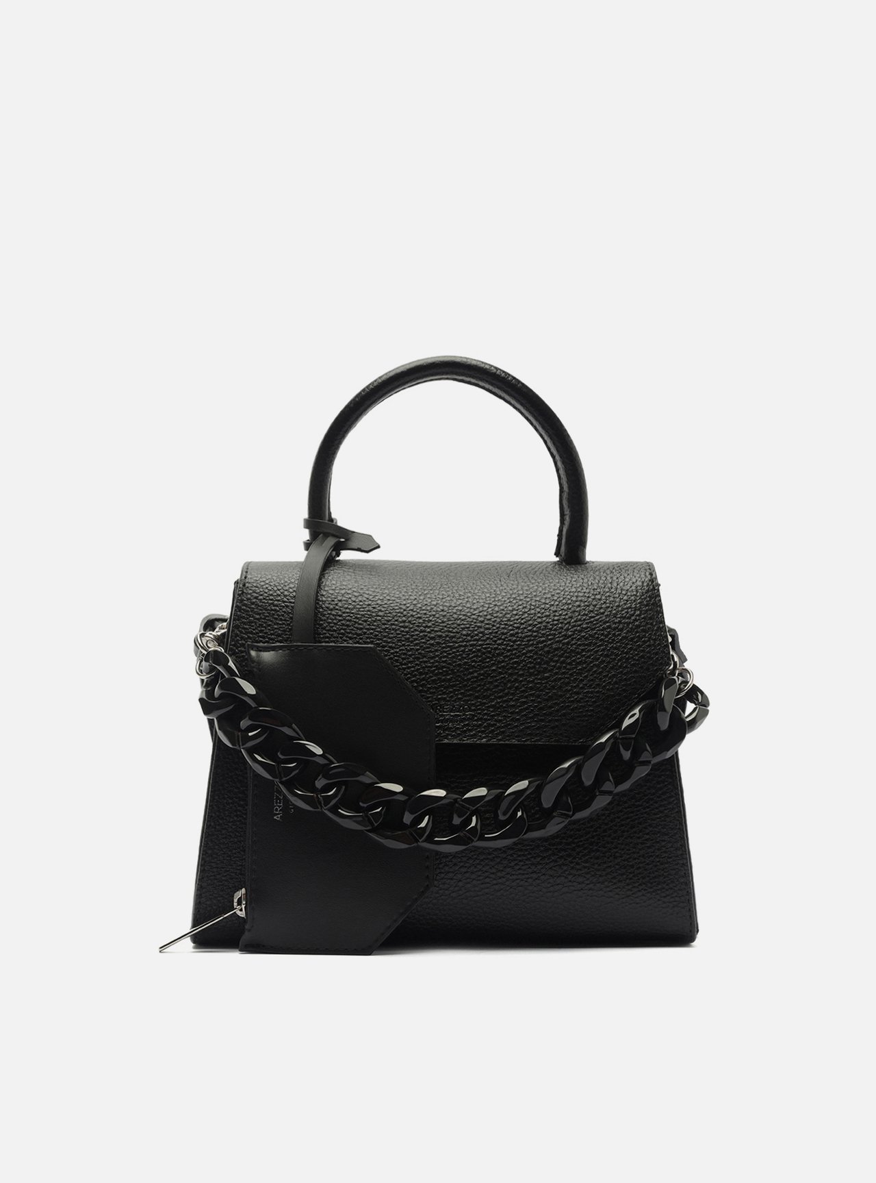 Bolsa Tote Preta Média Alça Corrente — foto 1