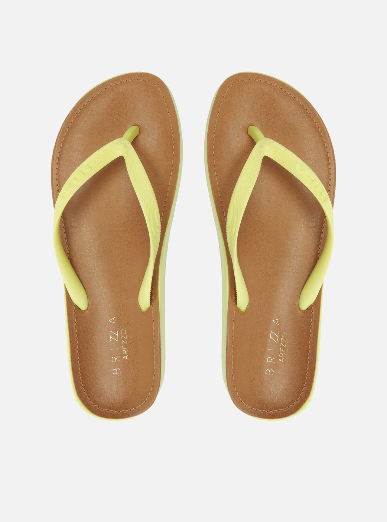 Chinelo de Dedo Amarelo Palmilha Marrom — foto 1