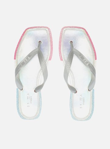 Chinelo de Dedo Prata Color Glitter Square Brizza