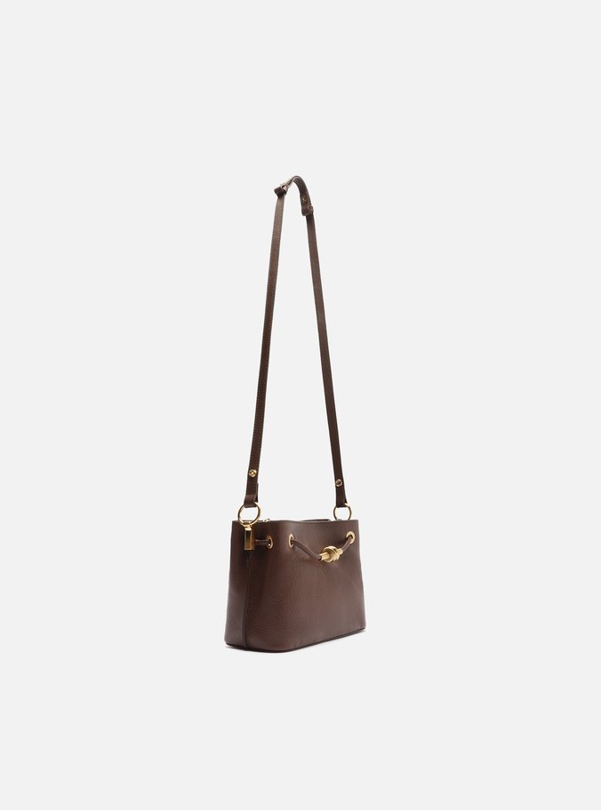 Bolsa Tiracolo Marrom Dark Couro Helena Pequena Nó