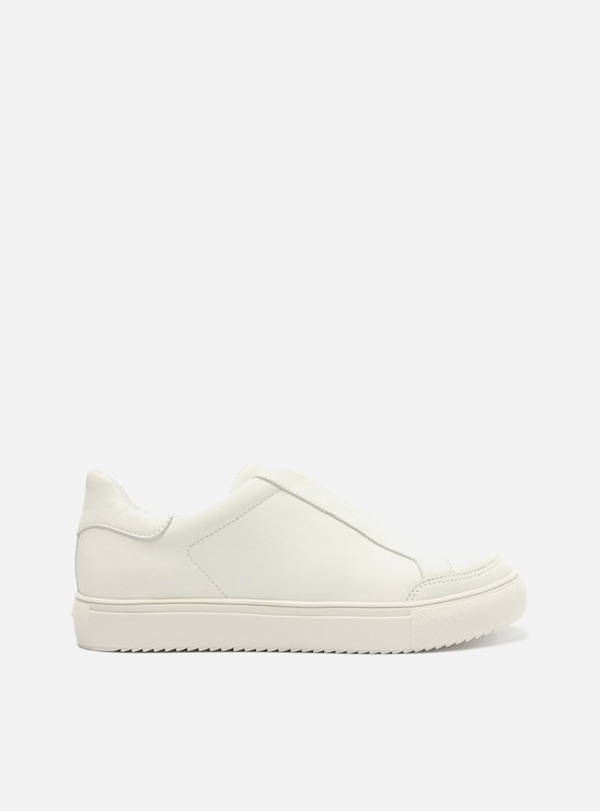 T nis Slip On Branco Couro El stico Casual