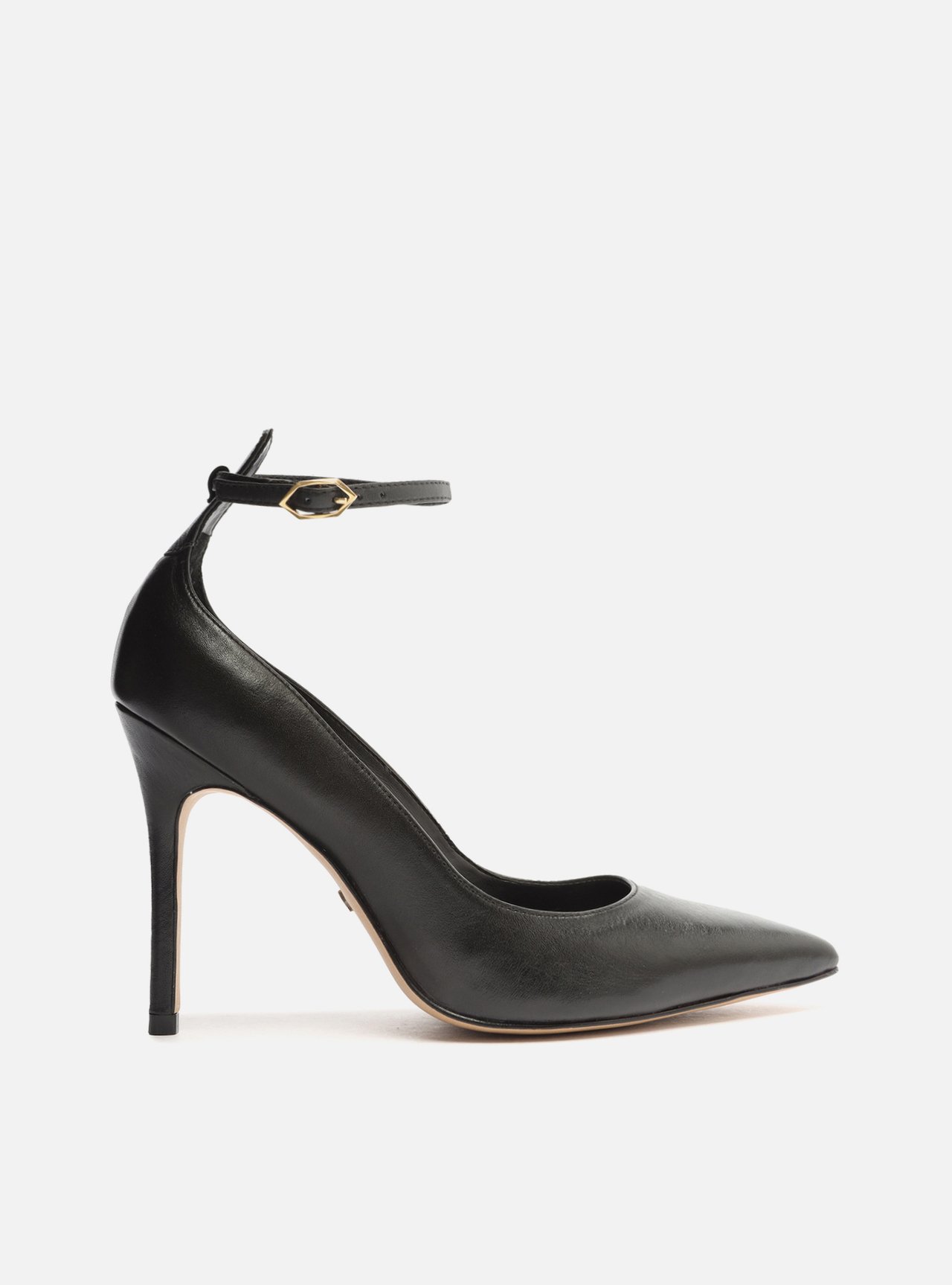 Scarpin preto com tira no sale tornozelo