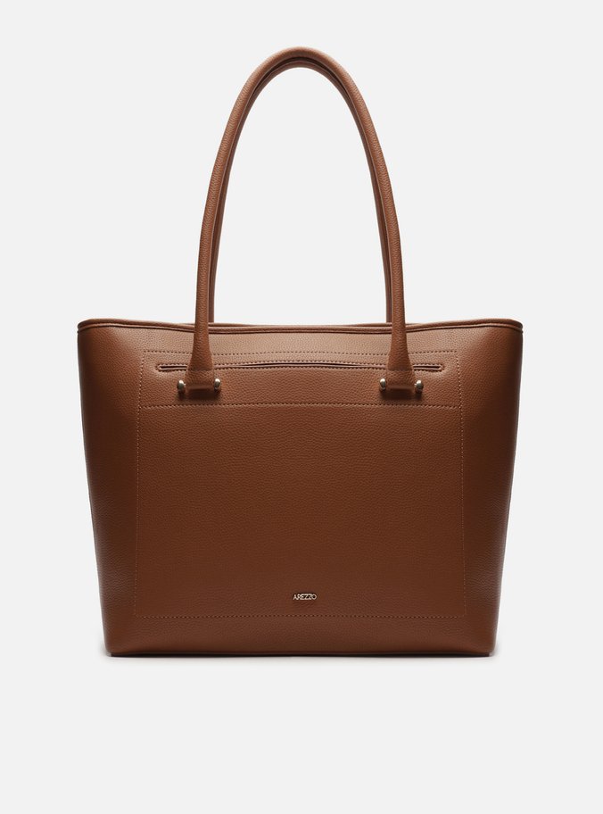 Bolsa Shopping Marrom Grande Bolso Zíper