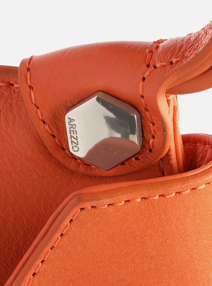 Bolsa Clutch Laranja Couro Média Geométrica