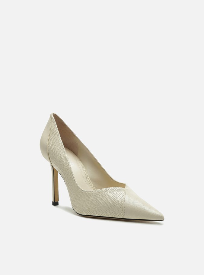 Scarpin Branco Snake Salto Alto Detalhe