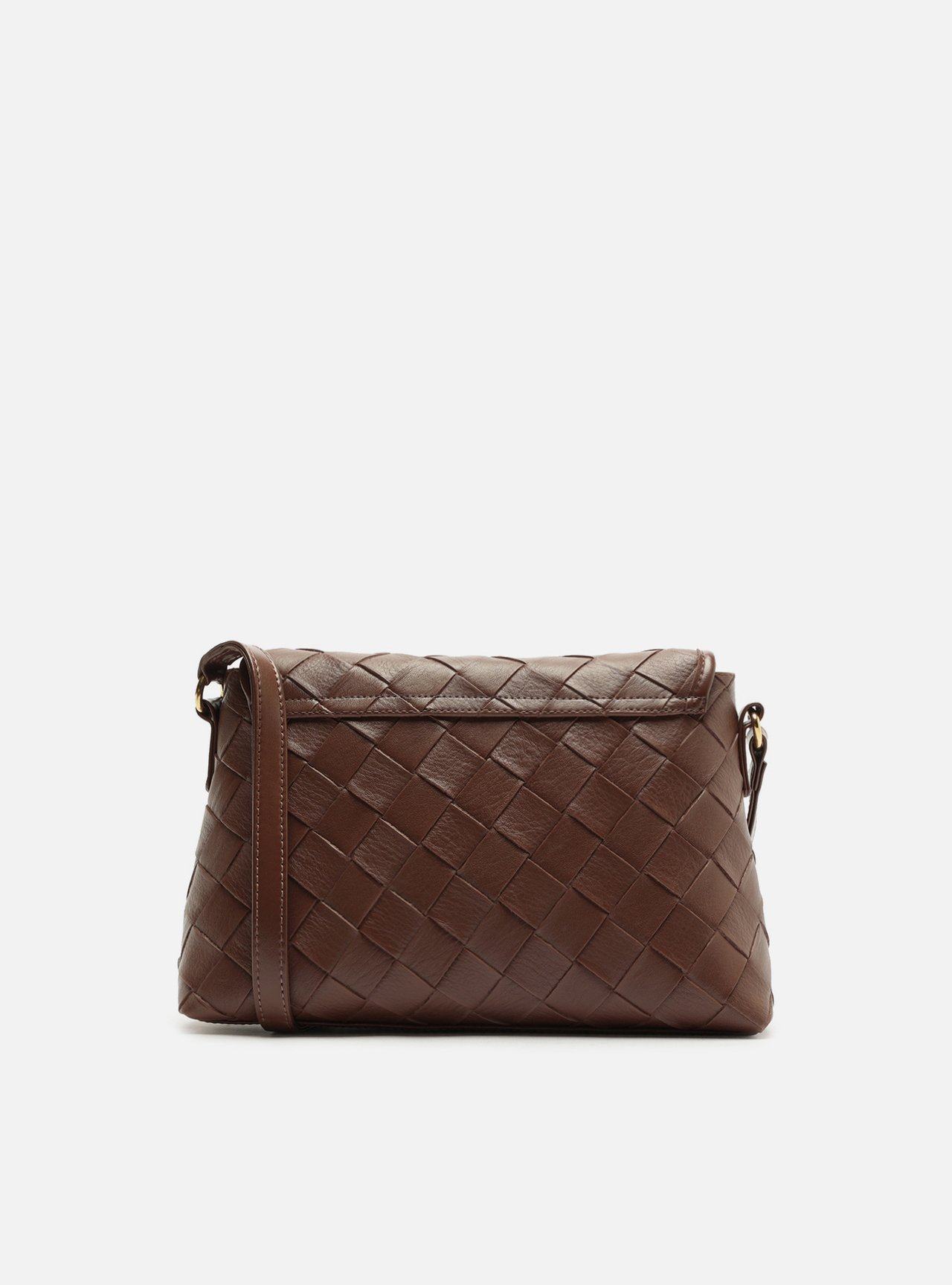 Bolsa Tiracolo Marrom Média Tressê Metais — foto 3