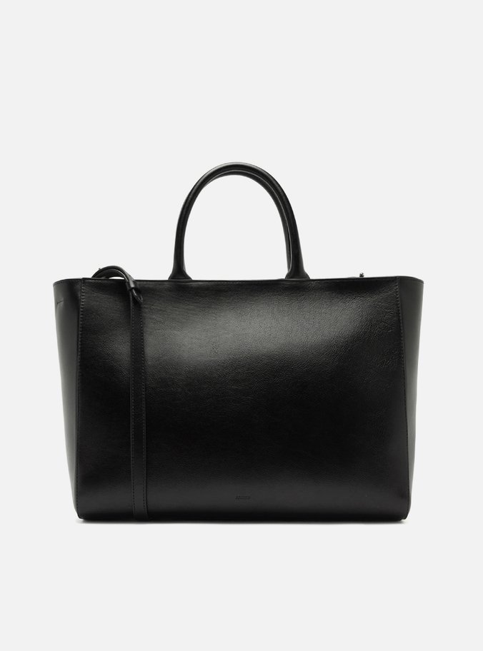 Bolsa Tote Preta Couro Grande Bag Charm