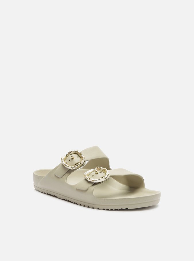 Slide Cinza Fivelas Metal Sol Brizza