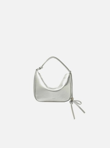 Bolsa Tiracolo Prateada Couro Pequena Alças Mix