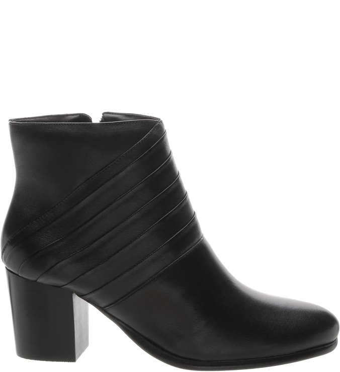 Ankle Boot  Dobra Linear Salto Bloco Preta