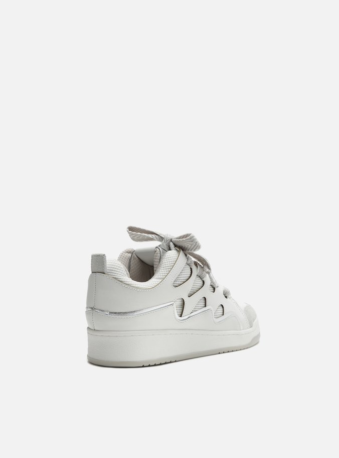 Tênis Branco Multimaterial Bico Redondo Curve