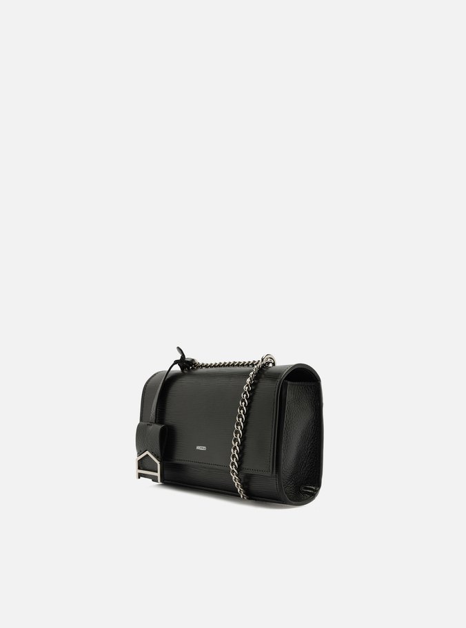 Bolsa Tiracolo Preta Couro Abraccio Pequena