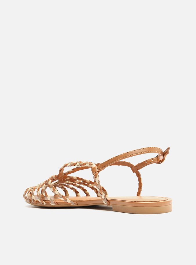 Sandália Rasteira Marrom Tiras Huarache