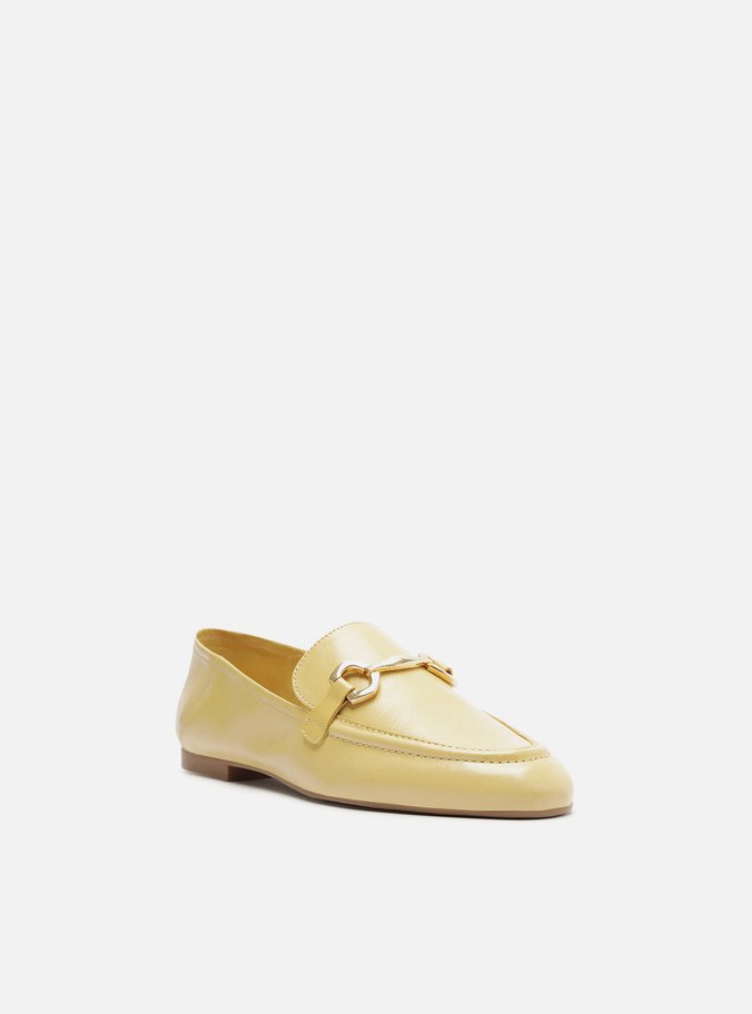 Mocassim Amarelo Couro Bridão Metálico Básico Luma