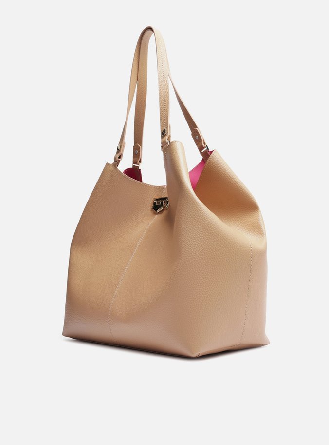 Bolsa Shopping Bege Grande Encaixe Metal
