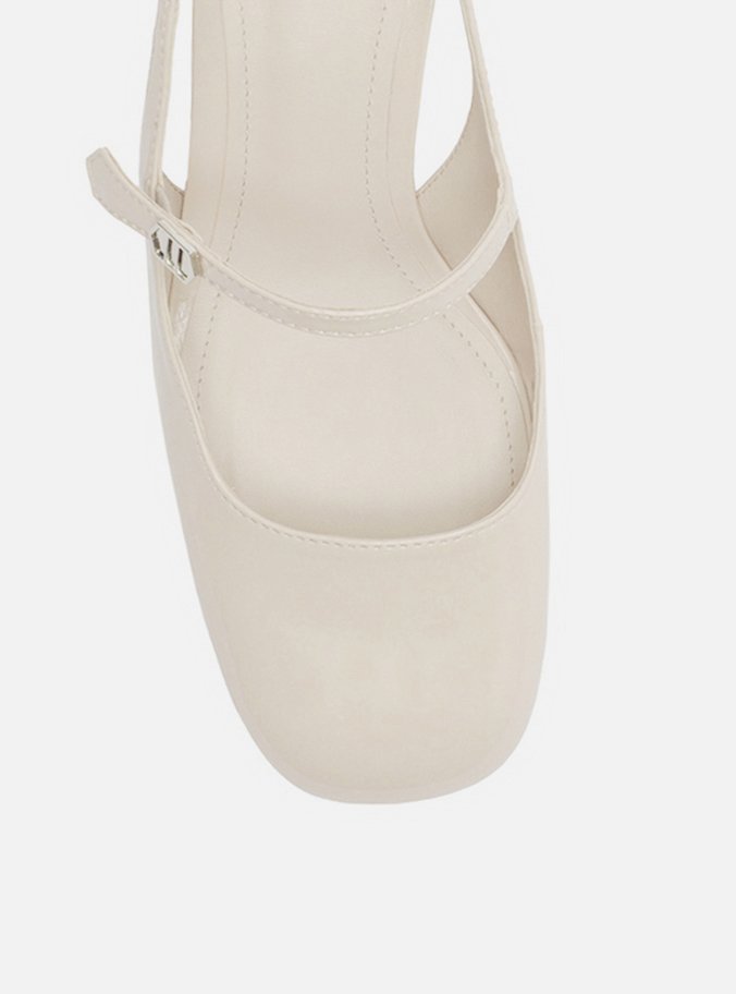 Sapato Boneca Branco Verniz Slingback