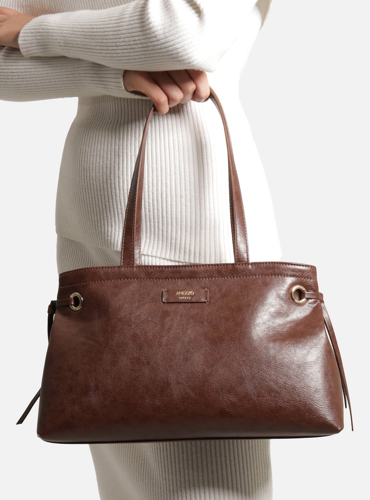 Bolsa Shopping Marrom Grande Metais — foto 6