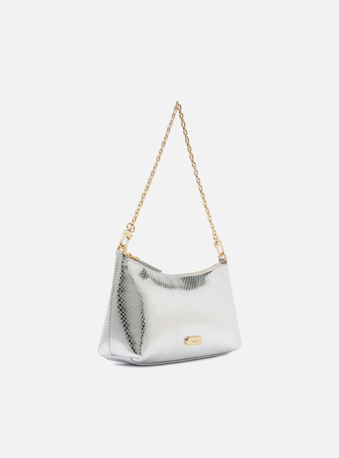 Bolsa Tiracolo Prateada Snake Pequena Corrente
