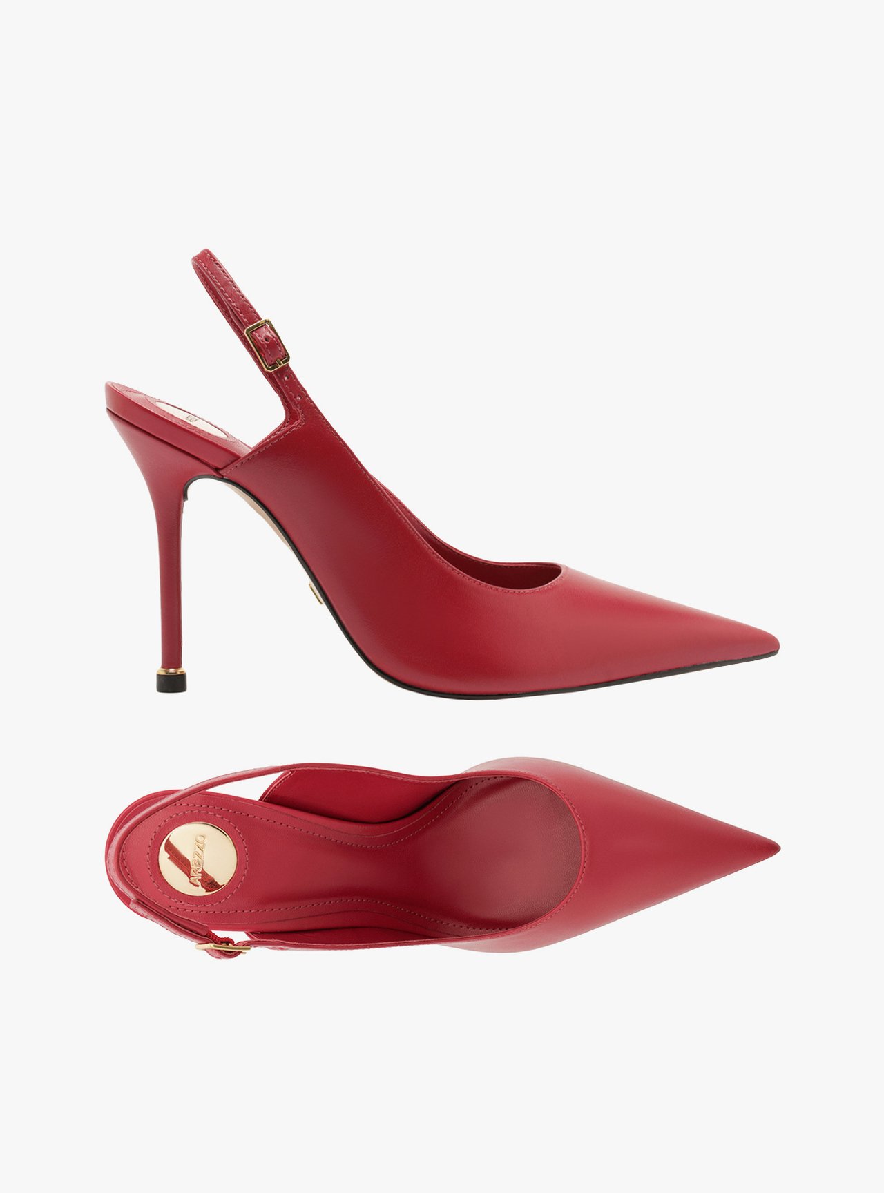 Scarpin Vermelho Couro Salto Fino Slingback — foto 6