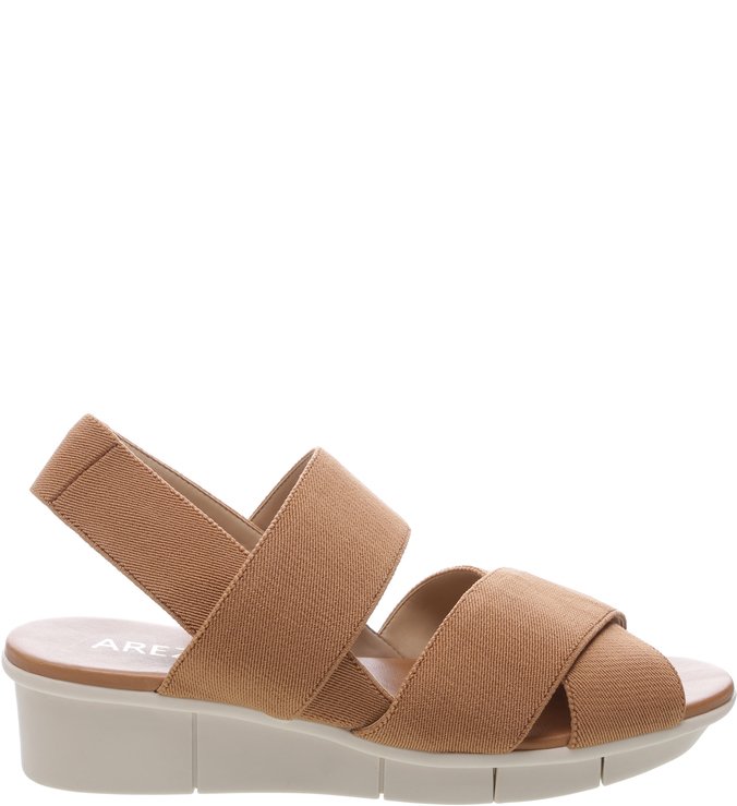 Sandália Elástico Plataforma Baixo Natural Tan