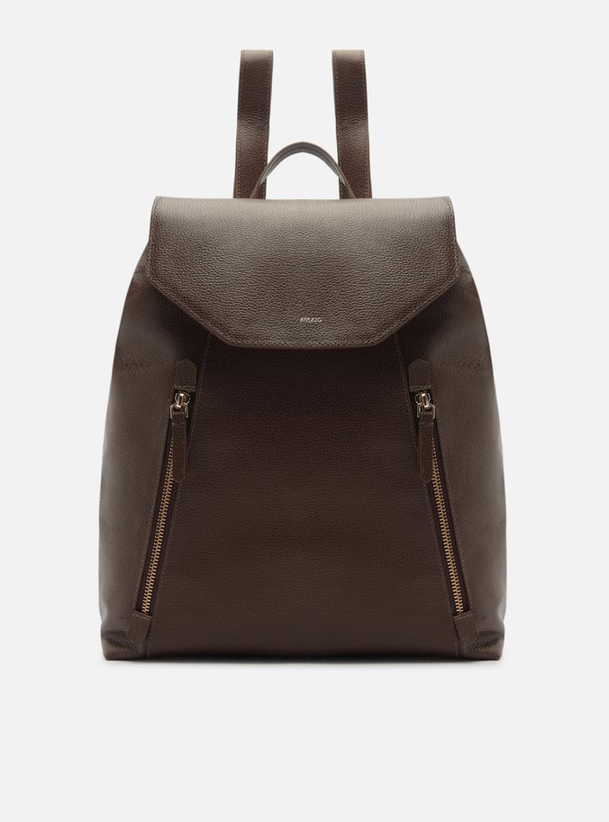 Mochila Marrom Couro Grande Bolsos