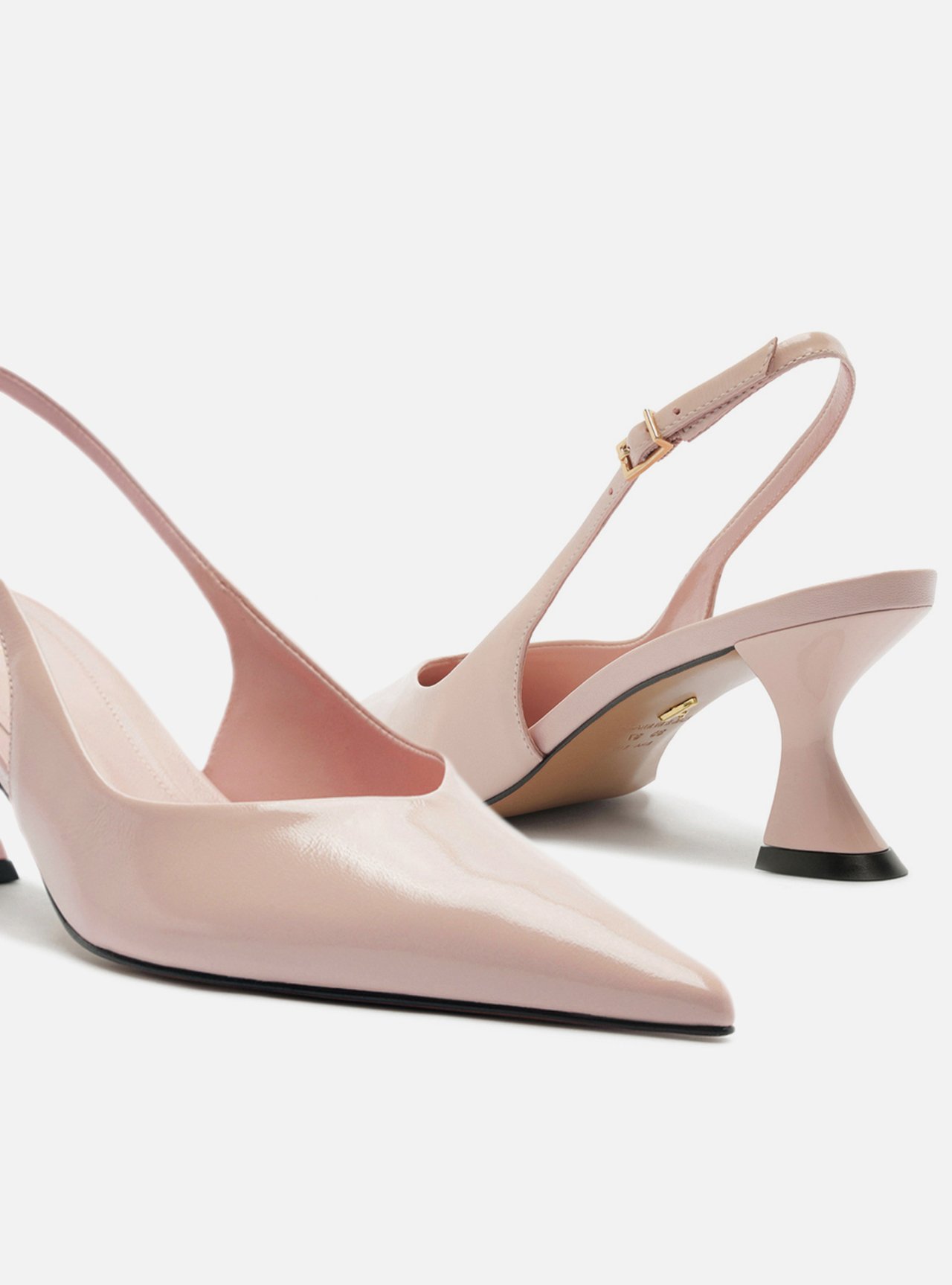 Scarpin Rosa Couro Salto Geométrico Slingback — foto 4