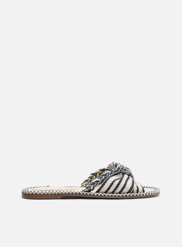 Rasteira Tecido Cru Flat Tira Única Azul