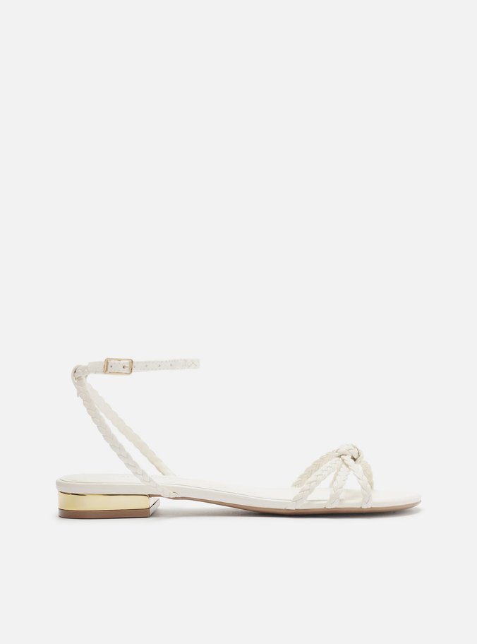 Sandália Rasteira Branca Tiras Trançadas Arezzo