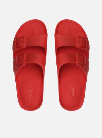 Chinelo Slide Vermelho Fivelas Brizza