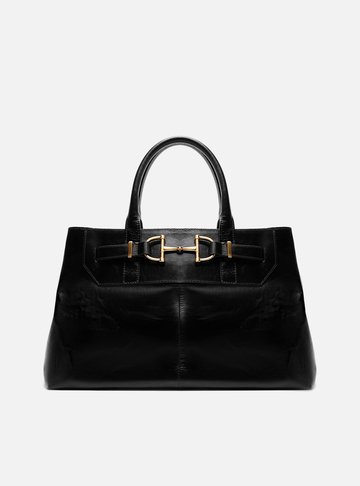 Bolsa Tote Preta Couro Grande Bridão