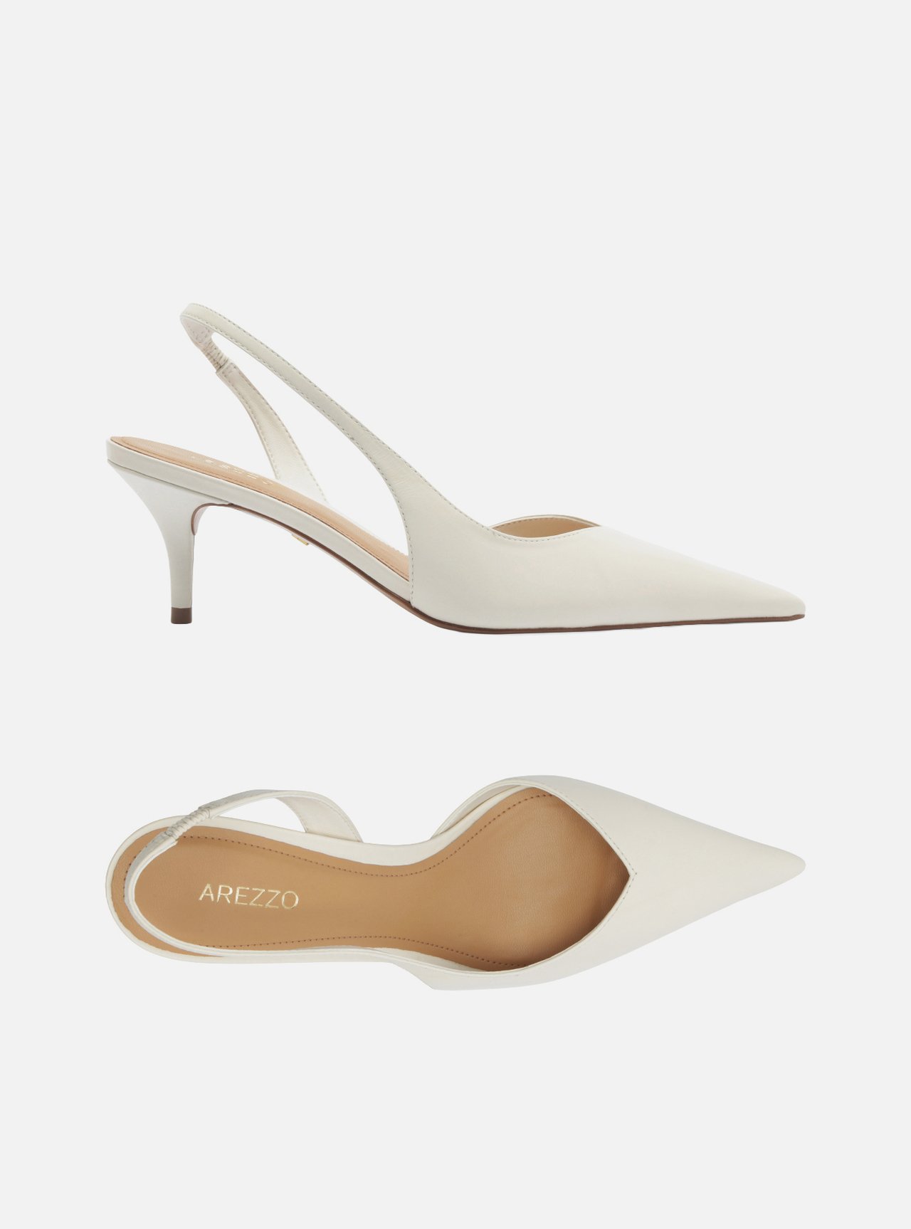 Scarpin Branca Couro Salto Fino Slingback — foto 5