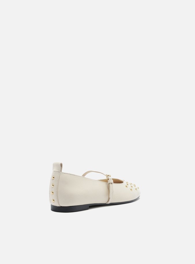 Sapatilha Off-White Couro Bico Quadrado