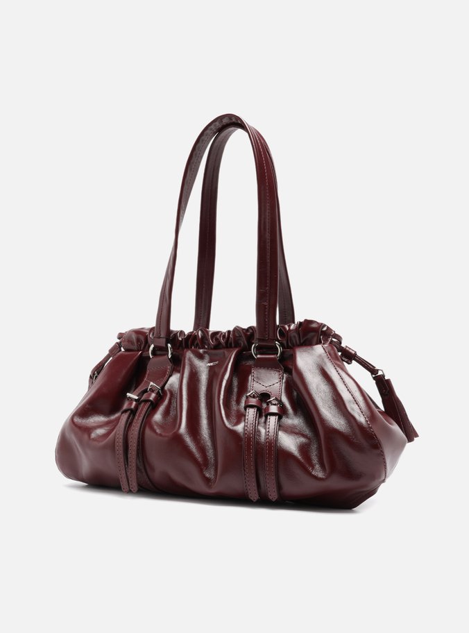 Bolsa Tiracolo Vermelha Couro Grande Fivelas