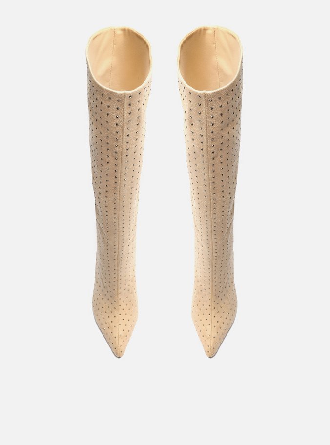 Bota Nude Camurça Cano Longo Hailey