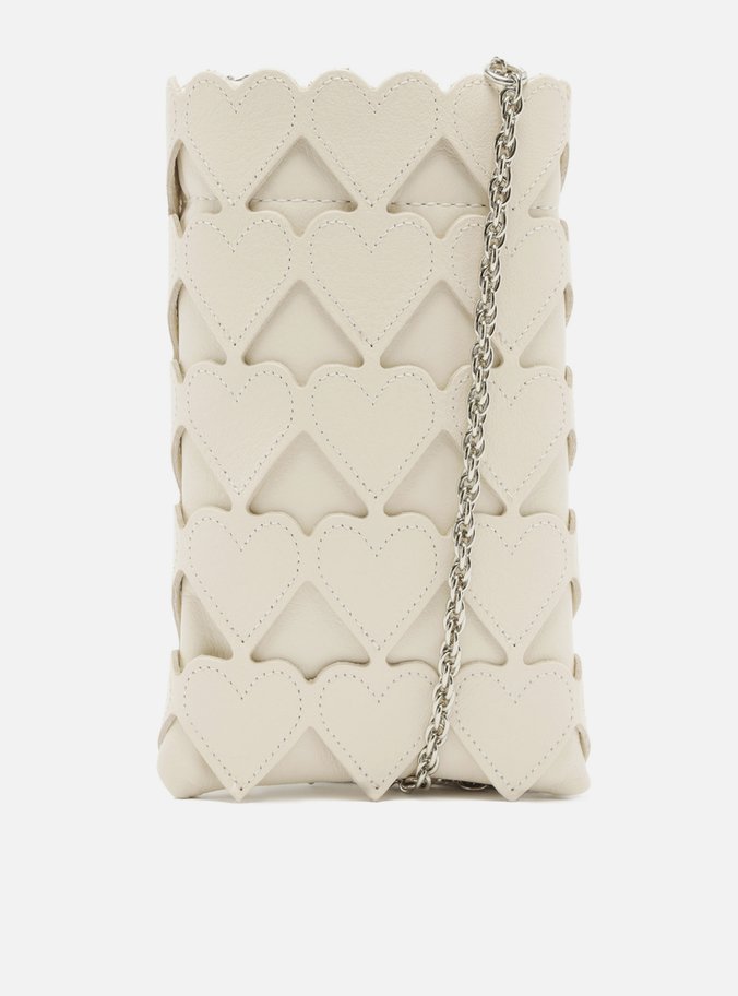 Mini Bag Branca Couro Porta-Celular Love